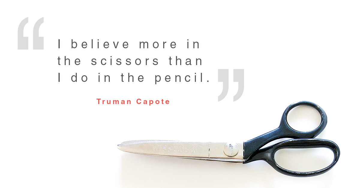 Truman Capote quote with scissors graphic